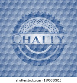 Chatty blue emblem with geometric background. Vector Illustration. Detailed.