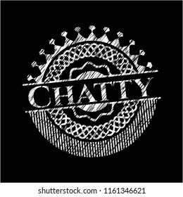 Chatty chalkboard emblem on black board