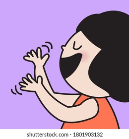 Chatty Girl Expression Something With Gestures Concept Card Character illustration