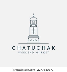 chatuchak line art logo vector template illustration design. thailand market icon building design
