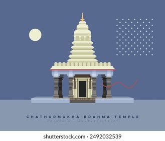 Chaturmukha Brahma Temple - Chebrolu Guntur district - Stock Illustration as EPS 10 File