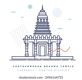 Templo de Chaturmukha Brahma - distrito de Chebrolu Guntur - Ilustración de stock como archivo EPS 10