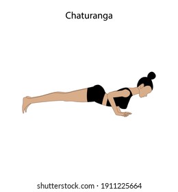 Chaturnga Pose Yoga Workout On White Stock Vector (Royalty Free ...