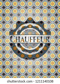 Chauffeur arabic badge background. Arabesque decoration.