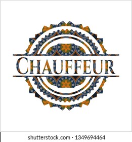 Chauffeur arabic emblem background. Arabesque decoration.