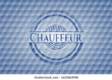Chauffeur blue badge with geometric pattern. Vector Illustration. Detailed.