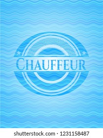 Chauffeur light blue water wave style badge.