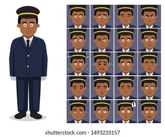 Chauffeur Uniform Cartoon Emotion faces Vector Illustration-01