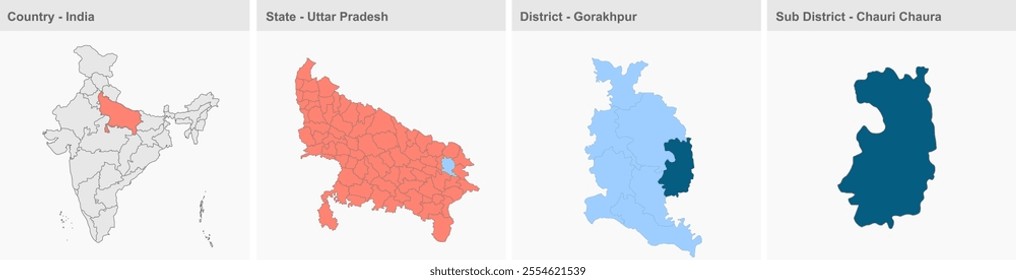 Chauri Chaura map, Gorakhpur District, Uttar Pradesh State, Republic of India, Government of  Uttar Pradesh, Indian territory, Eastern I