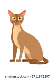 Chausie-Katze. Flache Vektorgrafik mit isoliertem Hintergrund.