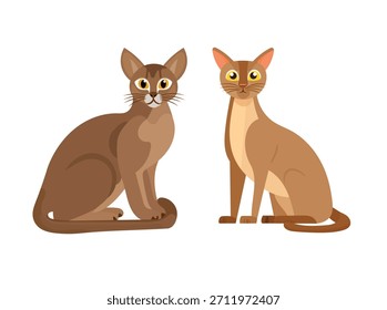 Chausie-Katze. Flache Vektorgrafik mit isoliertem Hintergrund.