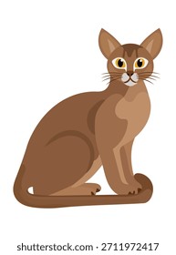 Chausie cat. Flat vector clipart illustration with isolated background.