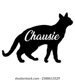 Chausie cat silhouette, cat, cat breeds, logo, vector, silhouette,  animal, illustration, icon, sign, design, black, symbol, pet, love
