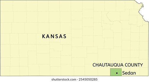 Chautauqua County and city of Sedan location on Kansas state map