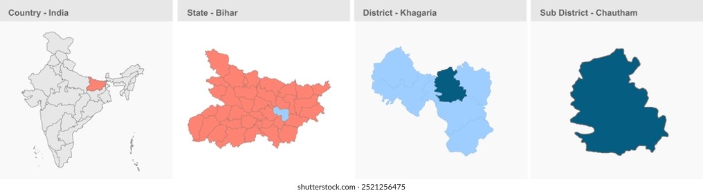 Mapa de Chautham (Distrito de Munger, Estado de Bihar, República da Índia), Distrito de Khagaria, Estado de Bihar, República da Índia, Governo de Bihar, território indiano, Índia Oriental, política, aldeia, turismo
