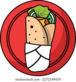 chawarma or shaurma Concept vector outline color icon design, Asian Cuisine symbol, Famous Dish Sign, Street Food stock illustration