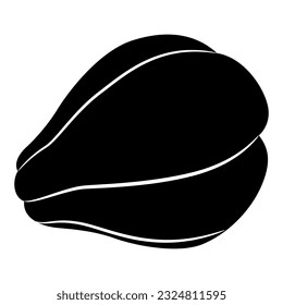 Chayote fruit. Sechium edule. Black and white silhouette.
