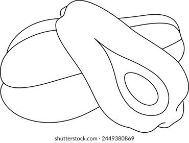 Chayote Ilustración vectorial aislada para colorear Dibujado a mano para niños 