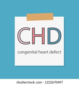 CHD Congenital heart defect written in a notebook paper- vector illustration