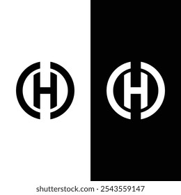 Diseño del logotipo de la letra de CHD en Imagen de Vector de fondo blanco y negro