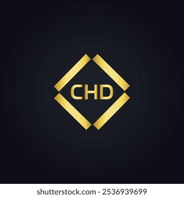 Logotipo de CHD. Diseño CHD. Carta blanca de CHD. CHD, diseño del logotipo de la letra de CHD. Diseño del logotipo de la letra CHD en ORO,