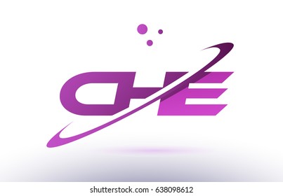 che c h e  alphabet letter logo combination purple pink creative text dots company vector icon design template