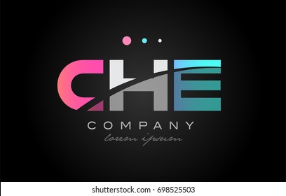 CHE c h e three 3 letter logo combination alphabet vector creative company icon design template modern  pink blue white grey