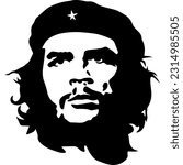 Che Ernesto Guevara Guevarra Cuba Cuban Revolution Silhouette Stencil Face  Vector EPS PNG Clip Art No Transparent Background 