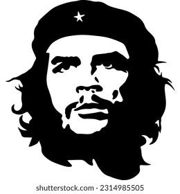 Che Ernesto Guevara Guevarra Cuba Cuban Revolution Silhouette Stencil Face  Vector EPS PNG Clip Art No Transparent Background 