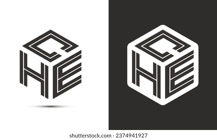 CHE letter logo design with illustrator cube logo, vector logo modern alphabet font overlap style. Premium Business logo icon. White color on black background