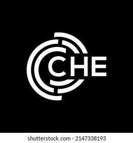 CHE letter logo design on black background. CHE creative initials letter logo concept. CHE letter design.
