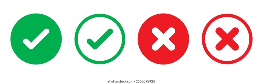 Cheak mark icon set isolated on white background. Vector illustration.