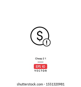 Cheap 2 1 Icon. Ecommerce Isolated On White Background. With Line Style. Price Icon. EPS10 - Vector