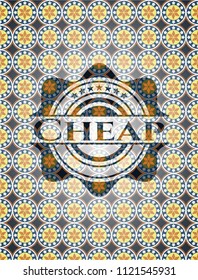 Cheap arabic style badge. Arabesque decoration.