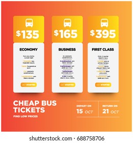 Cheap Bus Tickets Find Low Prices Plans Economy Business First Class UI UX Screen Design