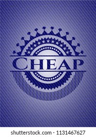 Cheap emblem with denim high quality background