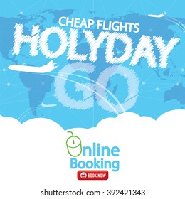 Cheap Flight For Sale  Banner Vector Illustration