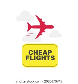 Cheap flights sign with airplane icon vector