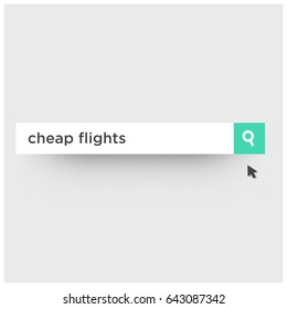 Cheap Flights Written in Browser Search Bar with Mouse Pointer