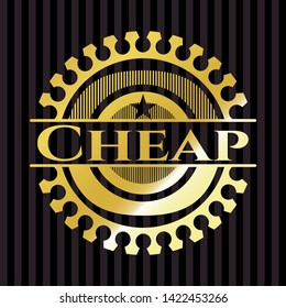 Cheap gold badge or emblem. Vector Illustration. Detailed.