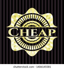Cheap gold emblem or badge. Vector Illustration. Detailed.