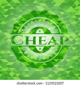  Cheap green emblem. Mosaic background