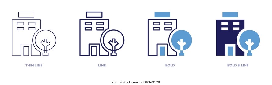 Cheap hotels icon in 4 different styles. Thin Line, Line, Bold, and Bold Line. Duotone style. Editable stroke.