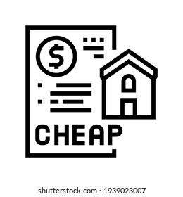 cheap house construction line icon vector. cheap house construction sign. isolated contour symbol black illustration
