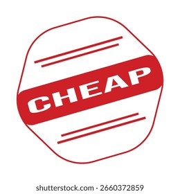 Cheap Rubber Stamp. Red Cheap Rubber Grunge Stamp Seal Vector Illustration - Vector