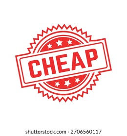 Cheap Rubber Stamp. Red Cheap Rubber Grunge Stamp Seal Vector Illustration - Vector