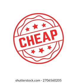 Cheap Rubber Stamp. Red Cheap Rubber Grunge Stamp Seal Vector Illustration - Vector