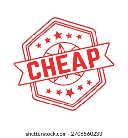 Cheap Rubber Stamp. Red Cheap Rubber Grunge Stamp Seal Vector Illustration - Vector