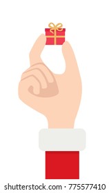 Cheap Santa - hand holding small gift box / Christmas concept