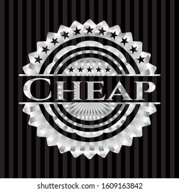 Cheap silvery shiny emblem. Vector Illustration. Mosaic.